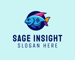 Colorful Marine Fish  logo design