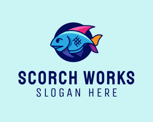 Colorful Marine Fish  logo design