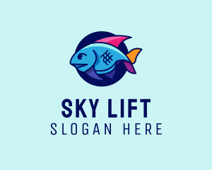 Colorful Marine Fish  logo design