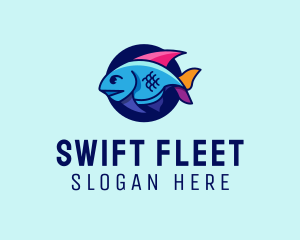 Colorful Marine Fish  logo design