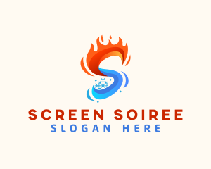 Fire Snowflake Letter S logo design