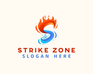 Fire Snowflake Letter S logo design