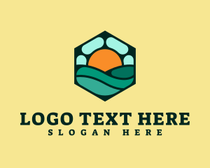 Hexagon Beach Wave logo design