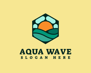 Hexagon Beach Wave logo
