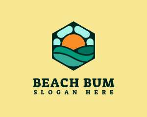 Hexagon Beach Wave logo design