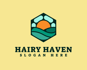 Hexagon Beach Wave logo design