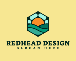 Hexagon Beach Wave logo design