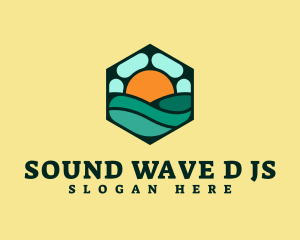 Hexagon Beach Wave logo design