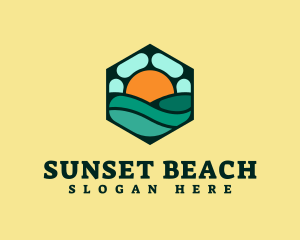 Hexagon Beach Wave logo design