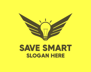 Smart Light Bulb Wings logo design