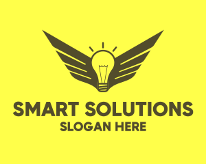 Smart Light Bulb Wings logo design