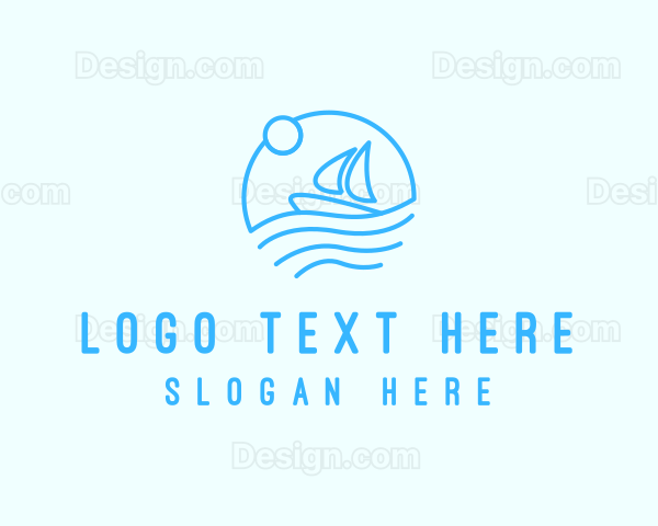 Sea Boat Sailing Logo