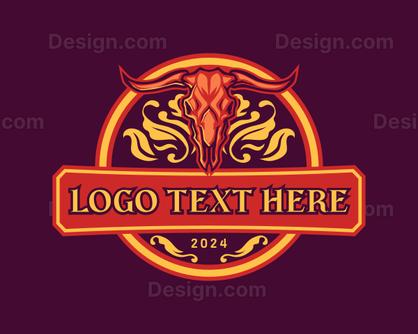 Bull Skull Horn Logo