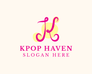 Pink Fancy Letter K logo design