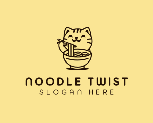 Cat Ramen Noodles logo design