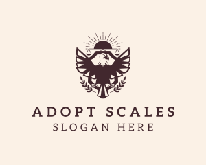 Eagle Justice Scale Wreath logo design