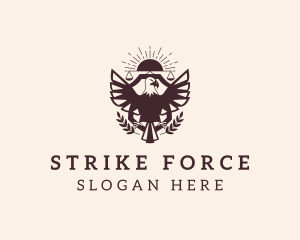 Eagle Justice Scale Wreath logo design