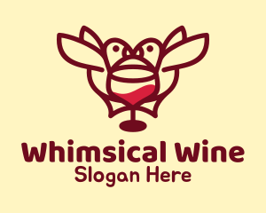 Wine Glass Bird logo design