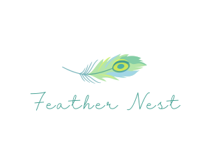 Watercolor Peacock Feather logo