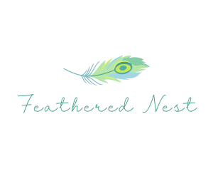 Watercolor Peacock Feather logo design