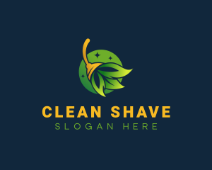 Leaf Broom Cleaning logo design