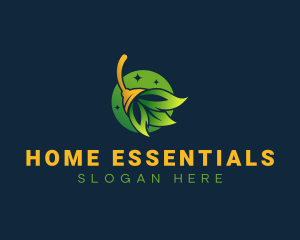 Leaf Broom Cleaning logo design