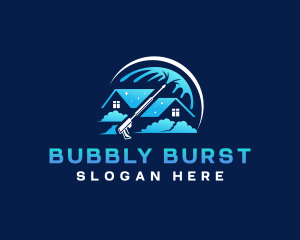 Pressure Wash Bubbles Roof logo design