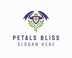 Ribbon Shield Wings logo design