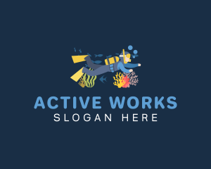 Snorkeling Scuba Diver logo design