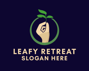 Leaf Sprout Hand  logo design