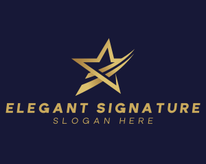 Elegant Swoosh Star logo design