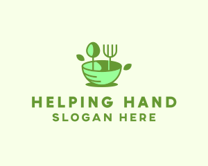 Organic Food Bowl Utensils logo design