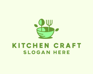 Organic Food Bowl Utensils logo design