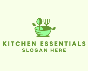 Organic Food Bowl Utensils logo design