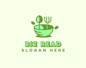 Organic Food Bowl Utensils logo design