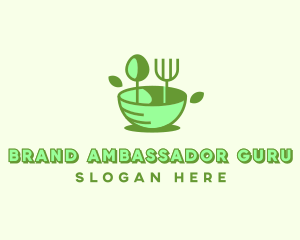 Organic Food Bowl Utensils logo design