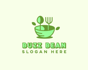 Organic Food Bowl Utensils logo design