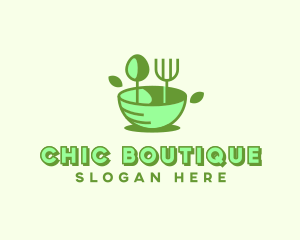 Organic Food Bowl Utensils logo design