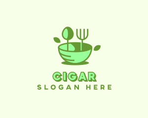 Organic Food Bowl Utensils logo design