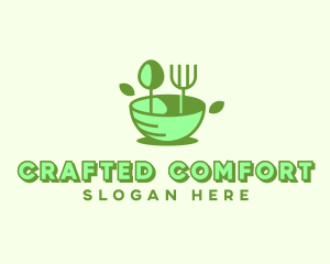 Organic Food Bowl Utensils logo design