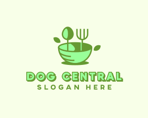 Organic Food Bowl Utensils logo design