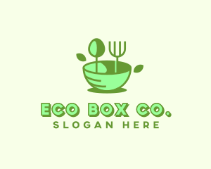 Organic Food Bowl Utensils logo design