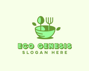 Organic Food Bowl Utensils logo design