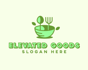 Organic Food Bowl Utensils logo design