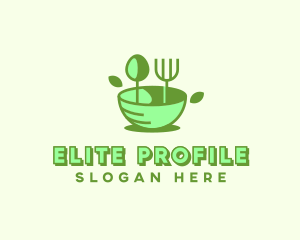 Organic Food Bowl Utensils logo design