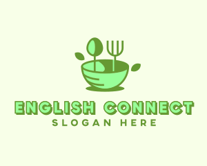 Organic Food Bowl Utensils logo design