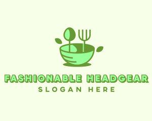 Organic Food Bowl Utensils logo design