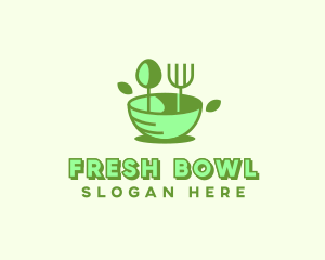 Organic Food Bowl Utensils logo design