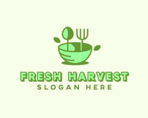 Organic Food Bowl Utensils logo design