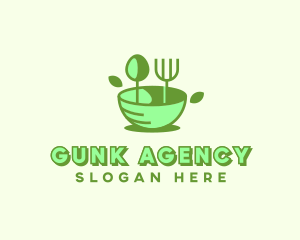 Organic Food Bowl Utensils logo design